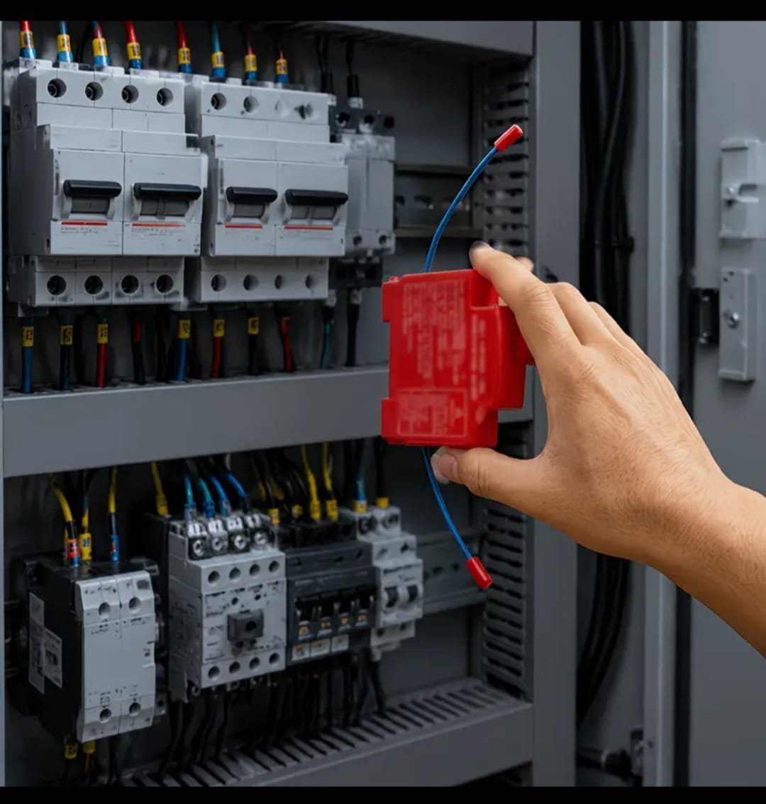 Instalación del extintor dentro de un tablero eléctrico
